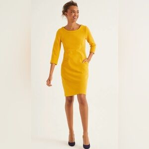 Boden Mustard Yellow Ottoman Mini Dress